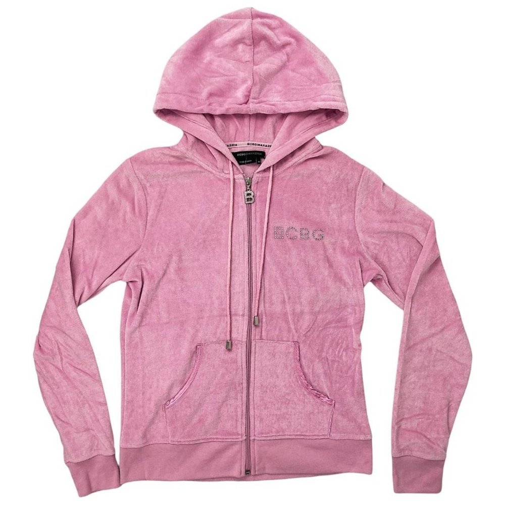 🍓Y2K PINK VELOUR BCBG TRACK SUIT HOODIE🍓
